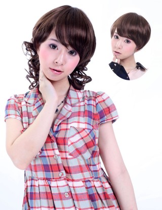 Wigs2you 接髪片 無痕假髪接髪片 短款卷髪補髪塊 增厚加長假髪片 無劉海假髪套E-024